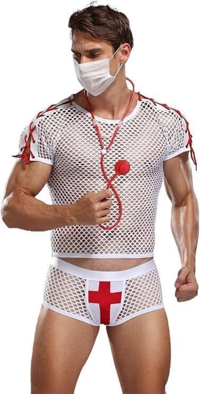 7962 Nurse Cosplay Costume Tuxedo Sexy Lingerie Set Role Play Doctor